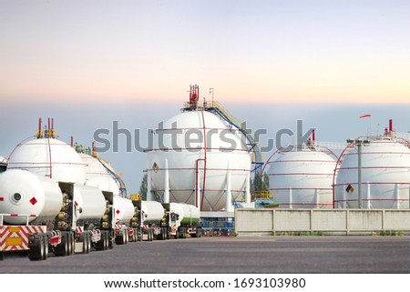 Liquefied petroleum gas (LPG) storage large tanks. Gas plant.