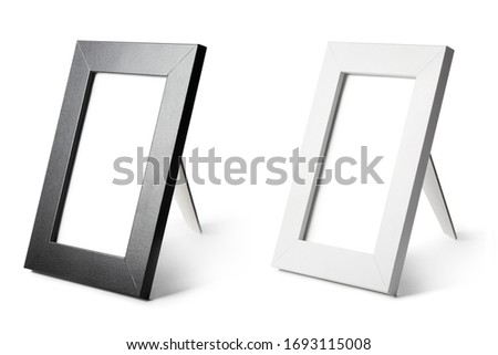Set of blank black and white frames, isolated on white background