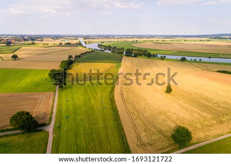 cornfield and arable landscape in Germany from the air