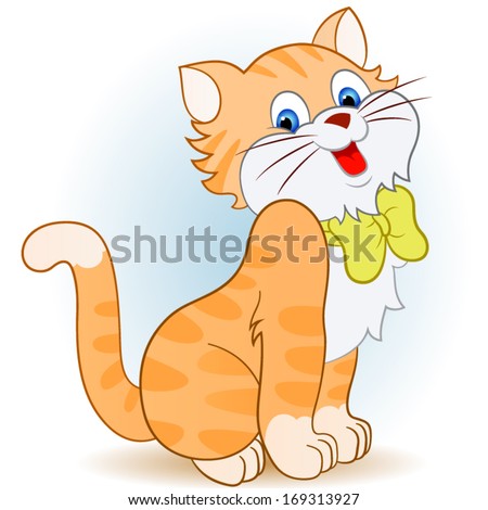 Illustration of a smiling cat on a white background 