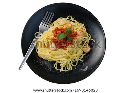  spaghetti isolated on white background Royalty-Free Stock Photo #1693146823
