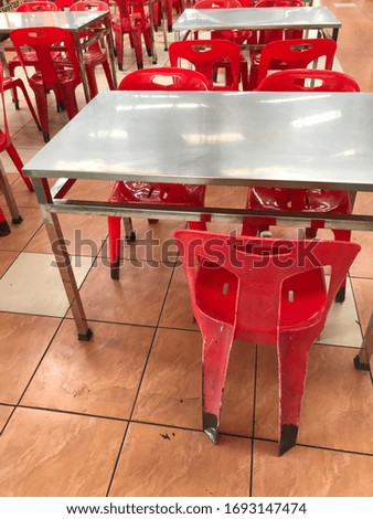 The table and chairs in 
Canteen