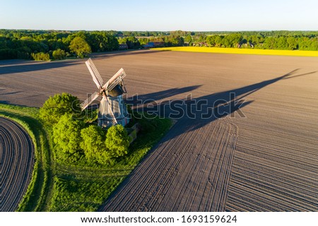 Aerial view of green landscape during beautiful lighting mood in Germany