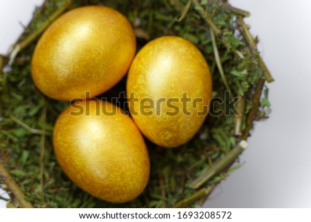 golden easter egg on a white background. easter decoration. colored eggs.