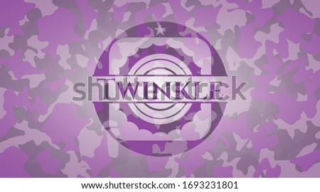 Twinkle pink and purple camouflaged emblem. Vector Illustration. Detailed. 