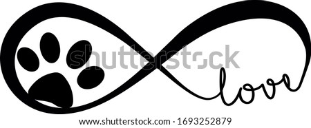 Elegant infinity sign with animal footprint, vector illustration