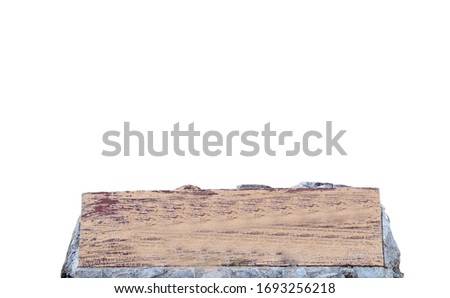 a wooden mock-up with stone isolated on white background