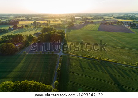 Northern Germany with fields and meadows from the air