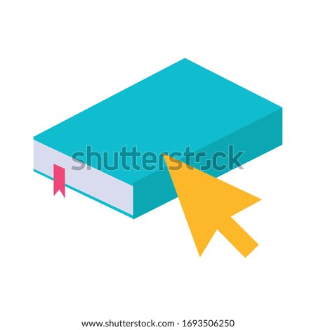 electronic book with mouse arrow education online flat style vector illustration design