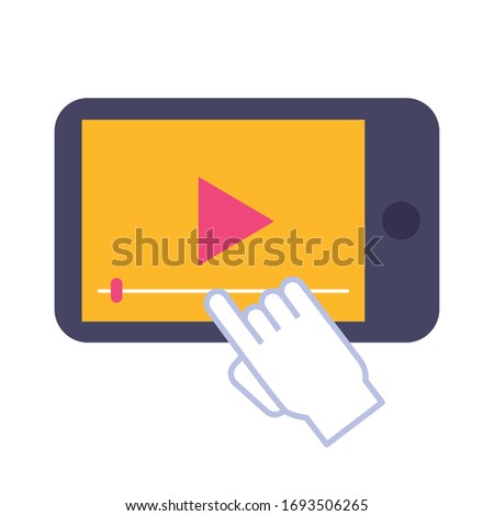 smartphone with media player flat style icon vector illustration design