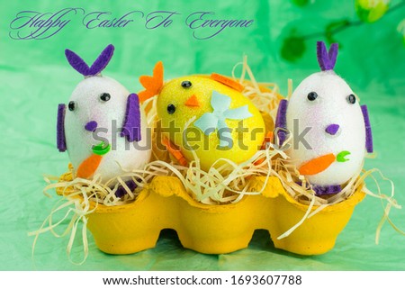 easter decoration chic and bunny with flowers and eggs