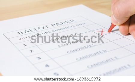 Voting ballot paper for elections. Democracy and decision concept