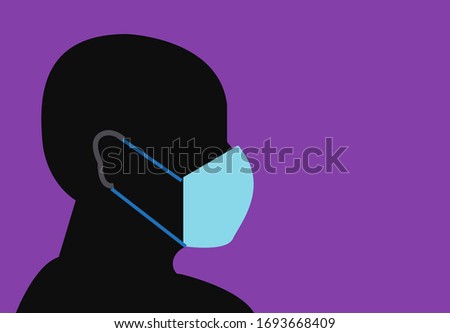 A head figure person wearing a surgical or medical mask concept. Editable Clip Art.