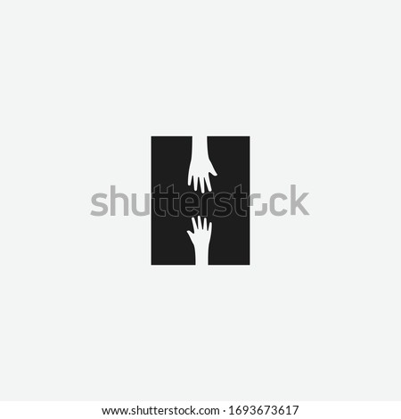 Letter H with negative space hand logo icon sign vector template Royalty-Free Stock Photo #1693673617