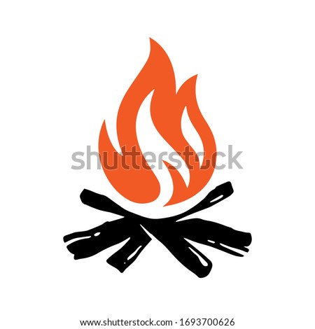 Vector illustration of campfire with firewood. Icon fire Royalty-Free Stock Photo #1693700626