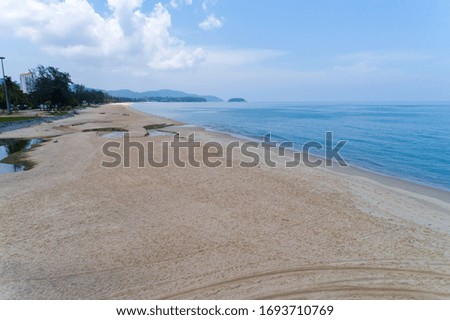 Empty beach at Karon beach Phuket Thailand in May 1- 2020 Beach closed during the Covid-19 Outbreak