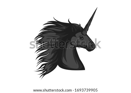 Black Unicorn mascot vector logo
