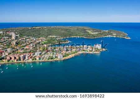 Aerial view on famous Smedley's Point, Sydney, Australia. View on Sydney harbourside suburb from above. Aerial view on Sydney North Harbour, North Head and Smedley's Point.