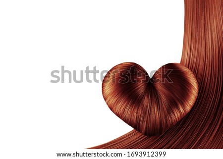 Hair heart on white, isolated. Henna doughnut bun. Background with copy space