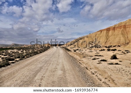 desert landscape in bardenas reales at arguedas ,spain