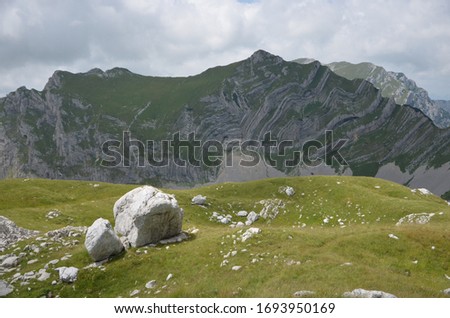 View of mountains and rocks of Durmitor National Park. Montenegro, Europe, Balkans Dinaric Alps, UNESCO World Heritage site