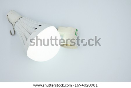the lamp and plug swith on white background