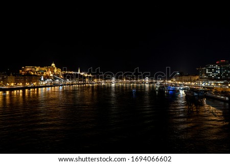 Night light on a Danube in Budapest