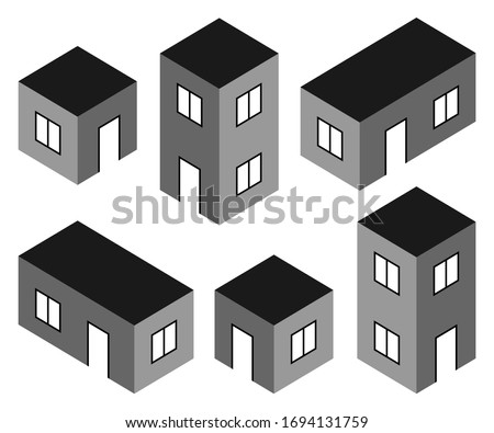 isometric houses collection isolated on white background