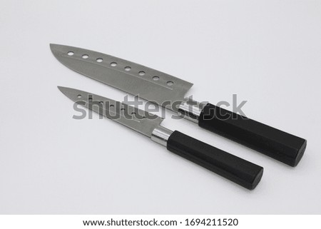 professional kitchen knives isolated on white background
