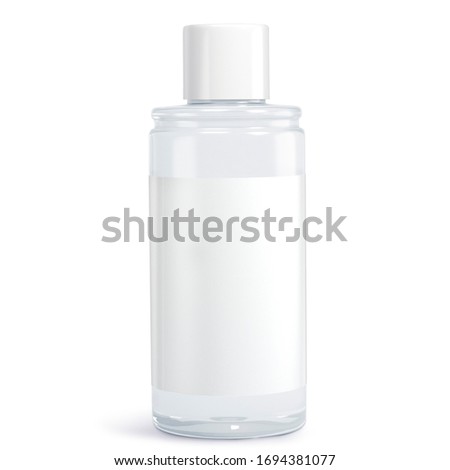 White cosmetic bottles isolated on white background. Hand sanitizer bottle. Antimicrobial liquid gel. Hand hygiene. Shampoo bottle. 3D rendering Royalty-Free Stock Photo #1694381077