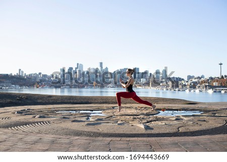 One Woman Does Yoga Pose For Stress Relief Exercise City Lifestyle