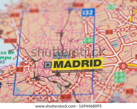 spain in color with focus on madrid