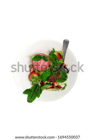 Mixed fruit in white plate isolated on white background - Healthy food style