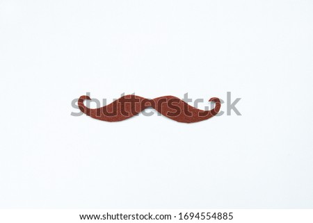 Brown mustache on a white background, top view.

