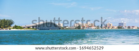Clearwater Beach Florida skyline. Clearwater, FL, USA. Panoramic image.