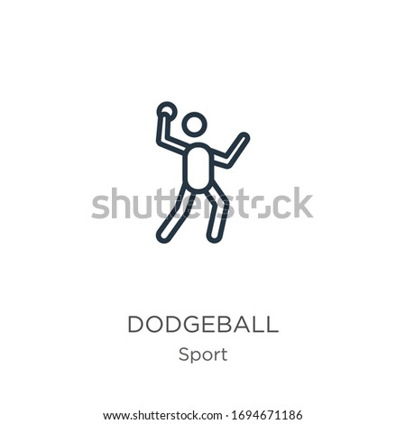 Dodgeball icon. Thin linear dodgeball outline icon isolated on white background from sport collection. Line vector sign, symbol for web and mobile