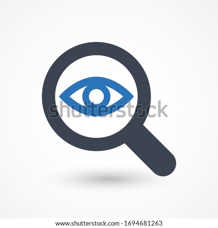 Analysis icon, Analytics financial forecast sign concept. Magnifier with eye icon. Find icon, investigate concept symbol. Eye with magnifying glass. Look, view, creative vision icon Royalty-Free Stock Photo #1694681263