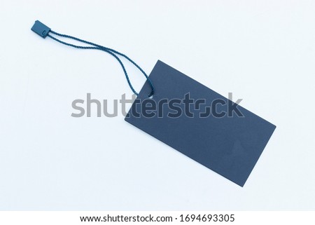 Navy blue price tag isolated on white background.