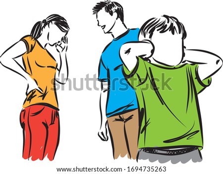 couple problems and children vector illustration