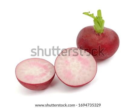red radish with slices isolated on white background