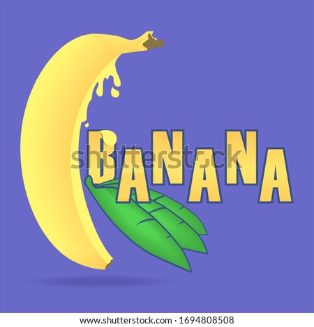 banana simple logo leaves and banana fruits green and yellow . vector