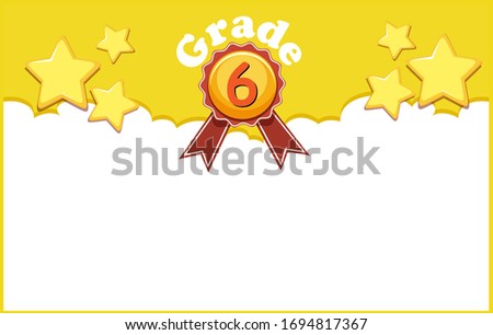 Background design template for grade six in yellow color illustration
