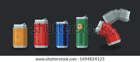 Various beverage and liquor cans and crumpled cans Royalty-Free Stock Photo #1694824123