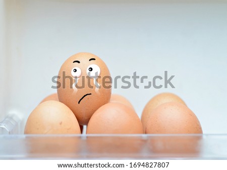 Funny eggs expressions concept with crying/sadness emotions isolated on white background. Sadness emotions concept.