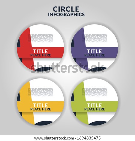 Circle infographic with 4 steps, processes, options, concept. Template for diagram, business, presentations, web design. Conceptual vector illustration of colorful circular banners with place for text