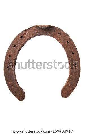 Rusty horse shoe isolated on a white background