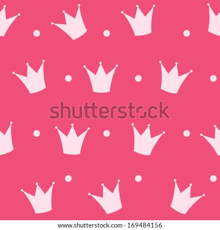 Princess Crown Seamless Pattern Background Vector Illustration.