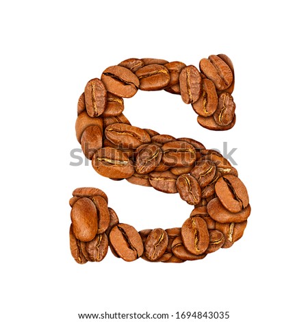 Coffee bean font. Alphabet symbol made from roasted beans. Arabica and robusta coffee grain typography. Suitable for cafeteria, coffee product brand and overall coffee industry related designs.