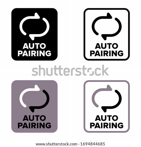 "Auto pairing" procedure, devices relationship process information sign Royalty-Free Stock Photo #1694844685