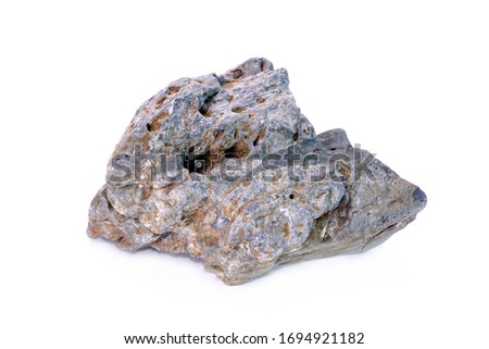 Natural stone with beautiful shape and textures for gardening layout or aquatic plants tank layout, Isolated on white background.